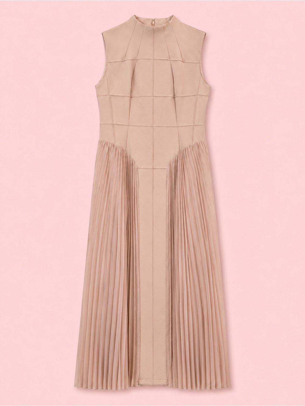 Sleeveless Pleated Panel Midi Dress in Powder. Sz. XL NWT